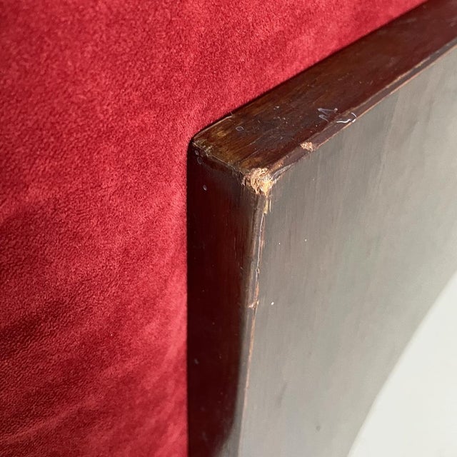 Brown Set of Italian Modern Red Velvet and Wood Armchairs by Claudio Salocchi for Sormani, 1970s For Sale - Image 8 of 18