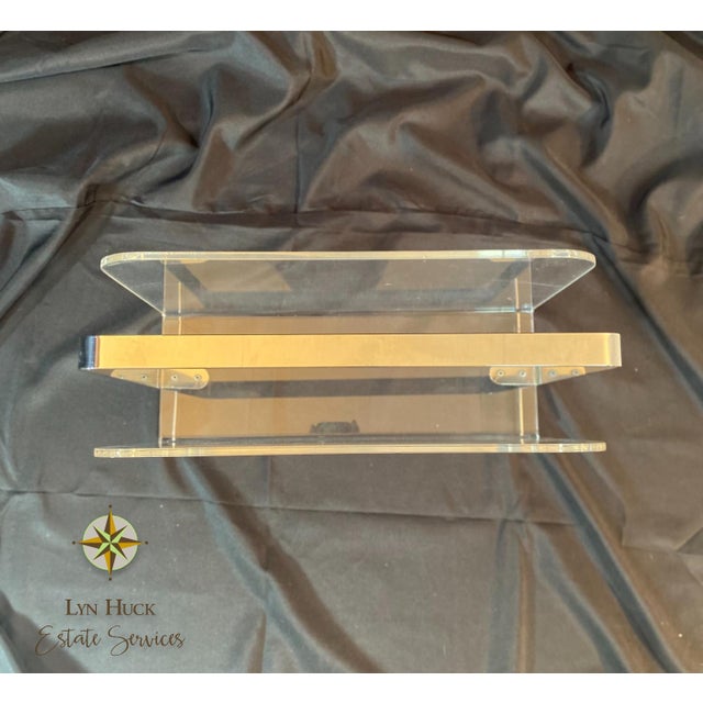 Metal Mid-Century Lucite and Chrome Magazine Rack For Sale - Image 7 of 9