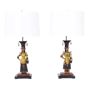 Pair of Painted Figural Table Lamps