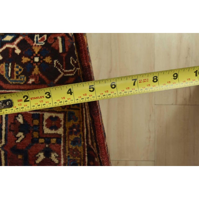 Heriz Rug 7’8” X 10’6” Red Wool Vintage Tribal Hand-Knotted Oriental Carpet For Sale - Image 13 of 15