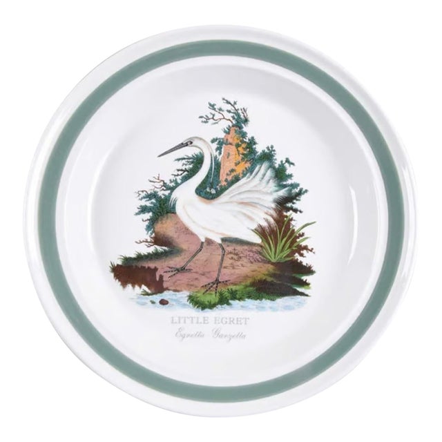 Vintage Portmeirion Birds of Britain Little Egret Dinner Plate – Green Band For Sale