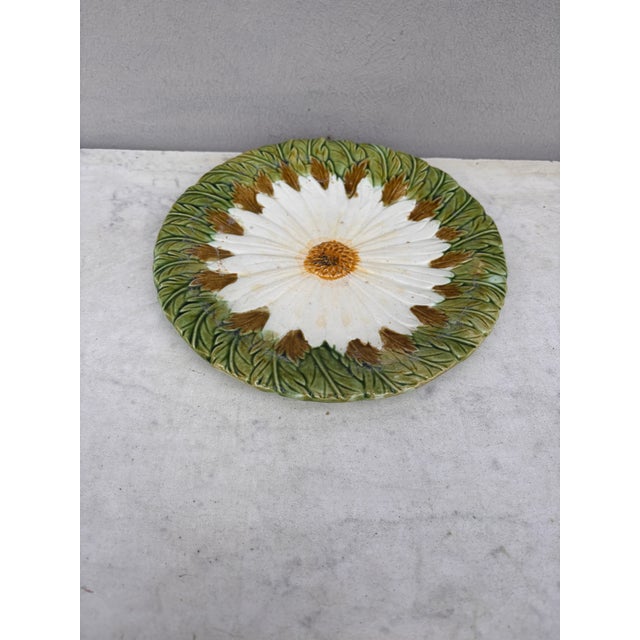 French Majolica daisy plate Orchies unsigned, circa 1890.
