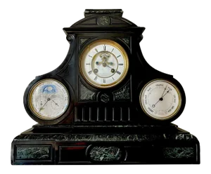 19th Century French Perpetual Calendar Clock With Open Escapement & Barometer