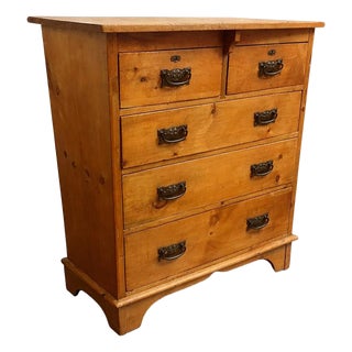 Chest of Drawers in Pine and Brass For Sale