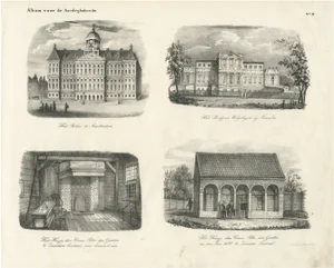 Amsterdam Royal Palace and Tsar Peter the Greats House, 1800s, Paper