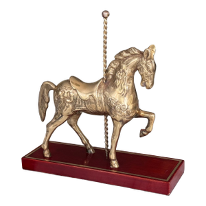 Vintage Solid Brass Equestrian Carousel Horse, Polished