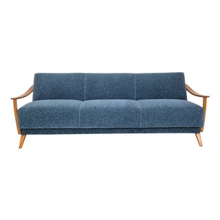 Mid-Century Foldable Sofa in Blue, Germany, 1960s For Sale