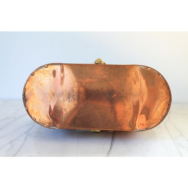 Vintage Brass & Copper Basket W/ Lion Head Motif For Sale - Image 9 of 9