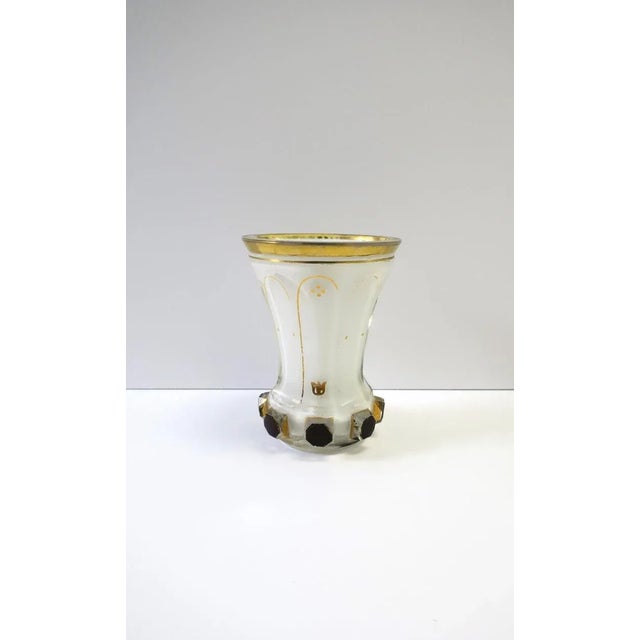 Rustic European Bohemian White and Gold Vase For Sale - Image 3 of 13