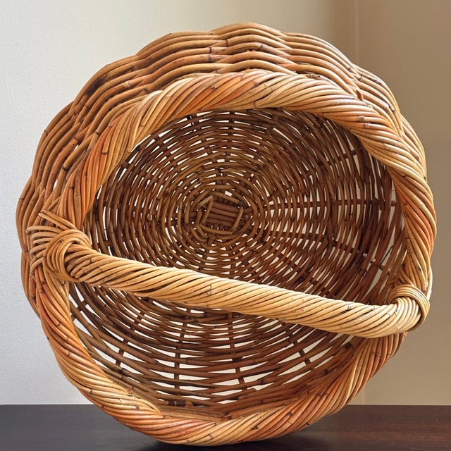 Vintage French-Style Storage Basket W/ Low Rim Handle For Sale - Image 13 of 16