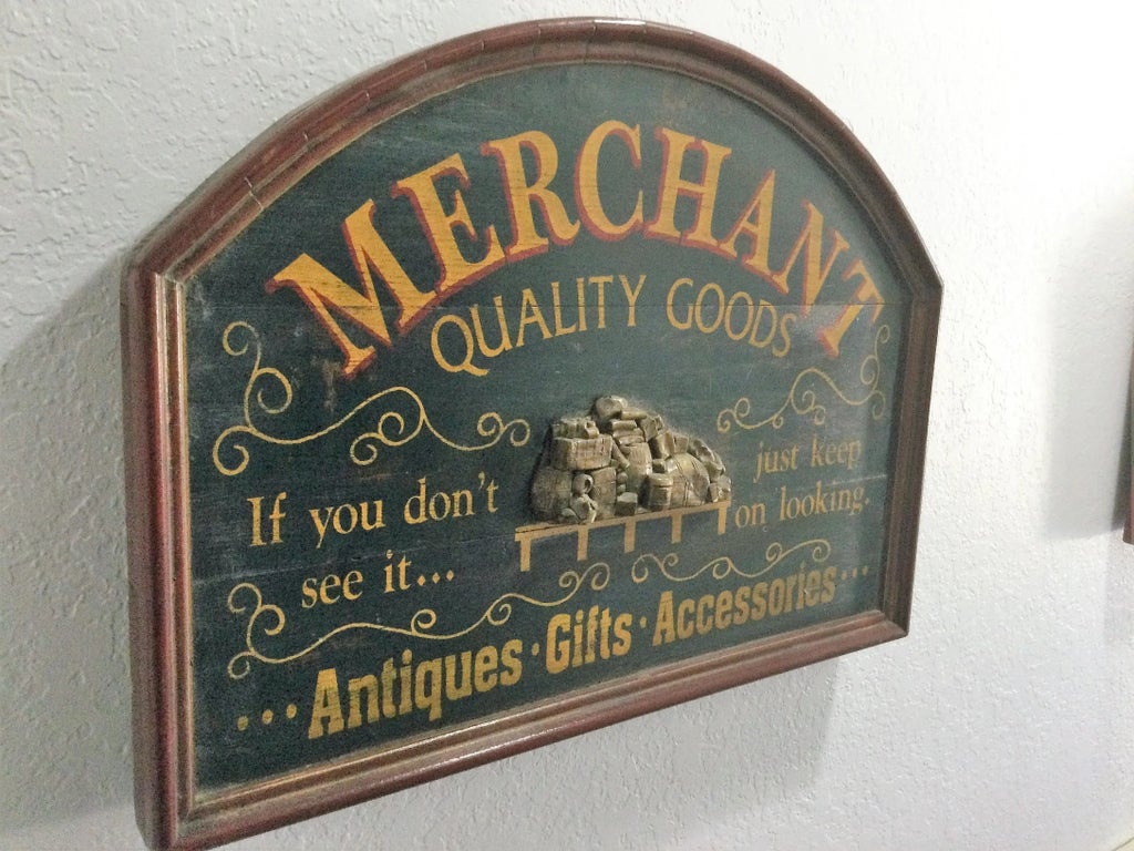 Vintage Wooden Merchant Advertising Sign | Chairish