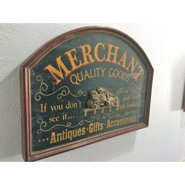 Traditional Vintage Wooden Merchant Advertising Sign For Sale - Image 3 of 4