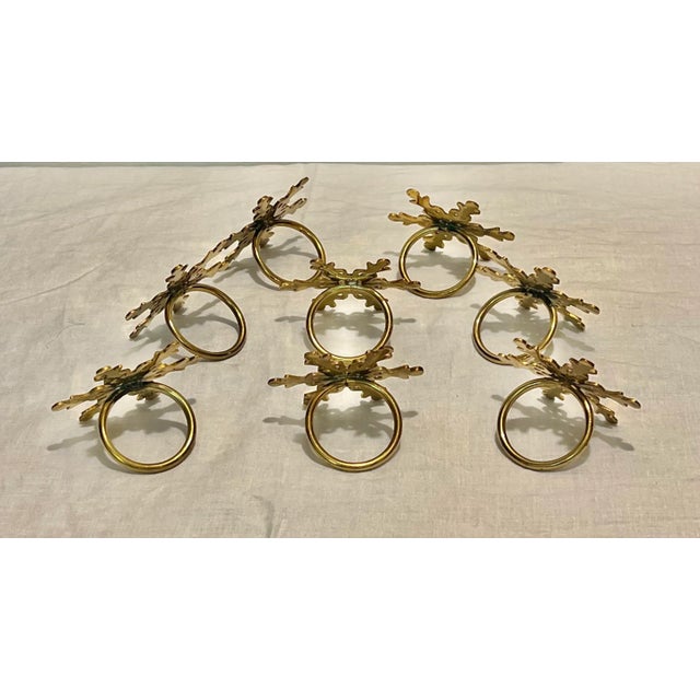 Vintage Holiday Brass Snowflake Napkin Rings - Set of 8 For Sale - Image 4 of 5