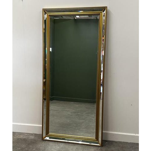 Large Gilt and Beveled Mirror with Deep Relief Frame, France, 1980s For Sale - Image 6 of 13