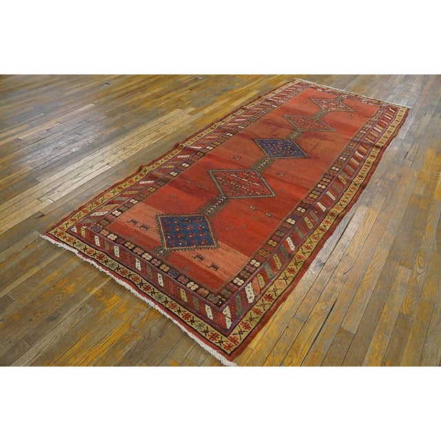 Persian 1890s Red Rust Medallion Antique n.w. Persian Rug 3'9" X 8'10" Handknotted Wool Carpet For Sale - Image 3 of 8
