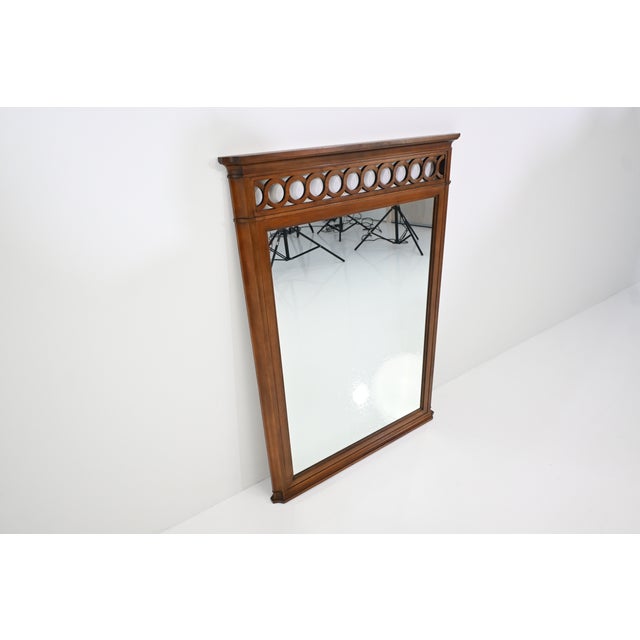 Wood Kindel Neoclassical Regency Style Cherry Wood Wall Mirror With Pierced Gallery For Sale - Image 7 of 13