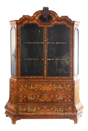 19th Century Dutch Marquetry Display Cabinet