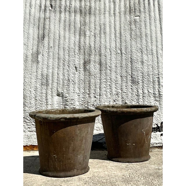 Elevate your indoor or outdoor space with this stunning pair of vintage boho glazed ceramic clay pots. Crafted with a...