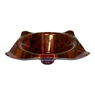 2000s Ziricote Turned Wood Bowl With Bloodwood, Pink Ivory, and Paduak For Sale