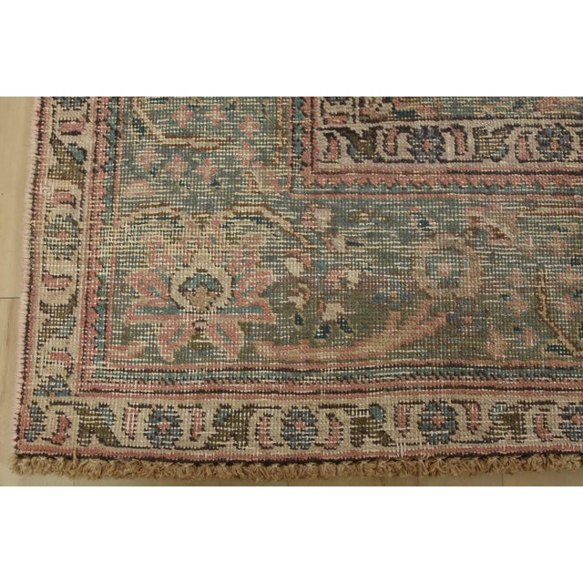 Tabriz Rug 6’8” X 9’11” Pink Wool Vintage Distressed Hand-Knotted Carpet For Sale - Image 12 of 15