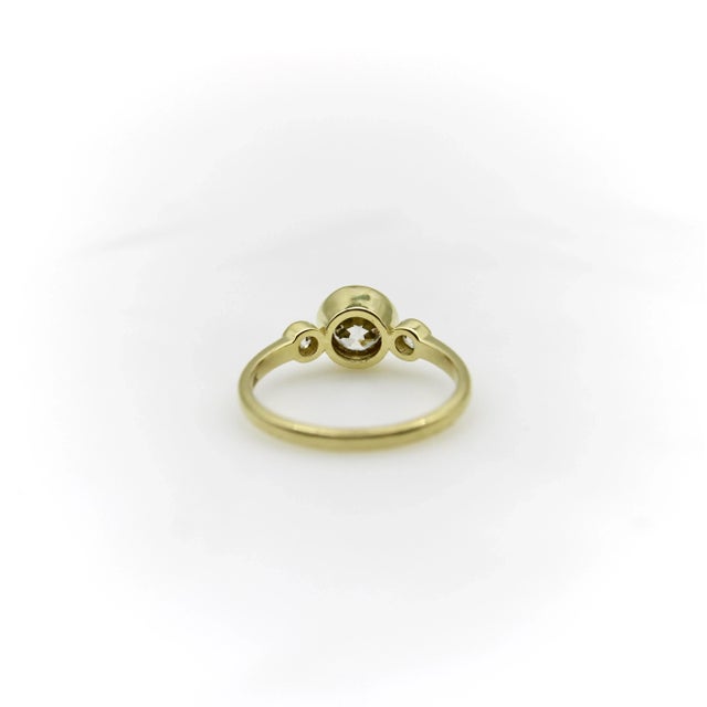 18k Gold Old European Cut Diamond Trilogy Engagement Ring Size 7.25 For Sale In Los Angeles - Image 6 of 8