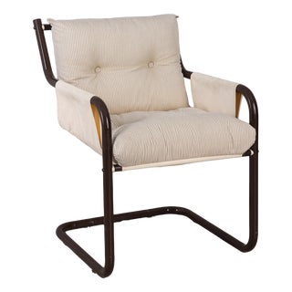 Vintage Scandinavian Metal and Fabric Armchair, 1970s For Sale