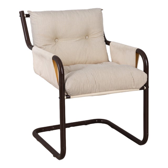 Vintage Scandinavian Metal and Fabric Armchair, 1970s For Sale