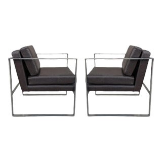 Faux Crocodile Milo Baughman Style Chairs - a Pair For Sale