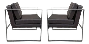 Faux Crocodile Milo Baughman Style Chairs - a Pair