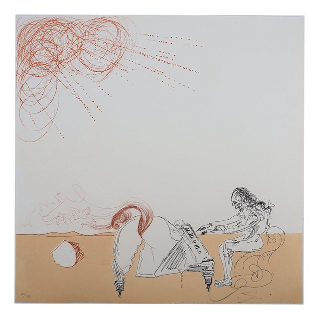 Salvador Dali, Nude, Iberian Landscape, Surrealist Virtuoso and Piano Hair, 1980, Engraving For Sale