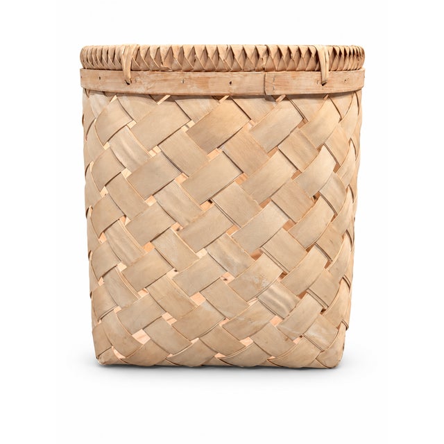 1980s Title: Large Vintage Woven Basket With Twisted Reed Rim, Circa 1980s–1990s For Sale - Image 5 of 5