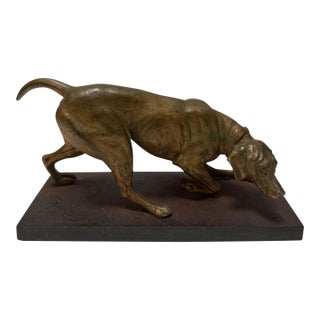 Antique Bronze Hunting Dog Sculpture For Sale