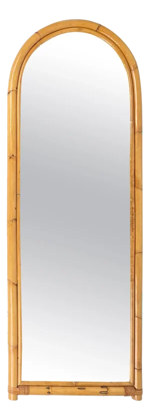 Bamboo and Rattan Arched Wall Mirror, Italy, 1970s