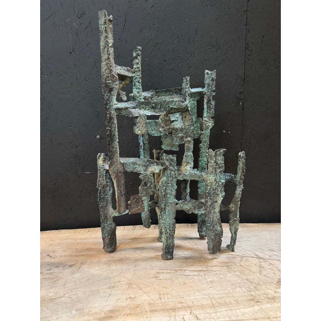 1970s Brutalist Bronze Abstract Sculpture For Sale - Image 9 of 11