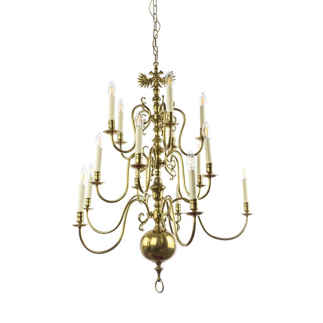 Dutch Brass 3-Tier Chandelier For Sale