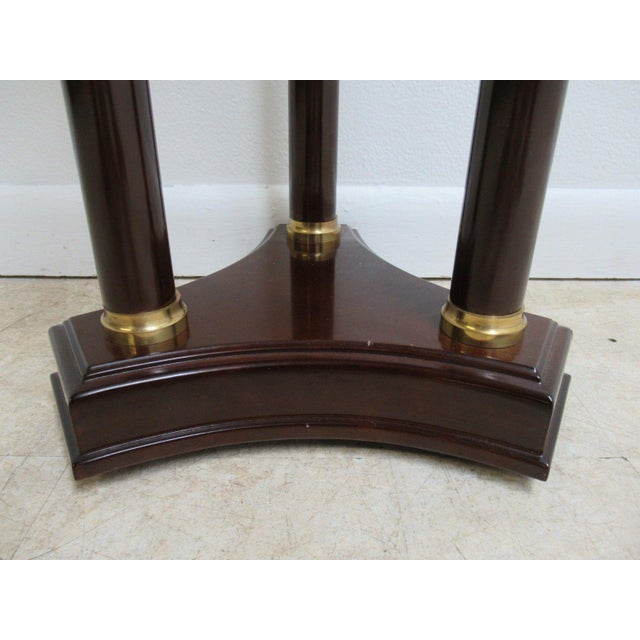 Mahogany Bombay Company Neoclassical Marble Top Pedestal End Table