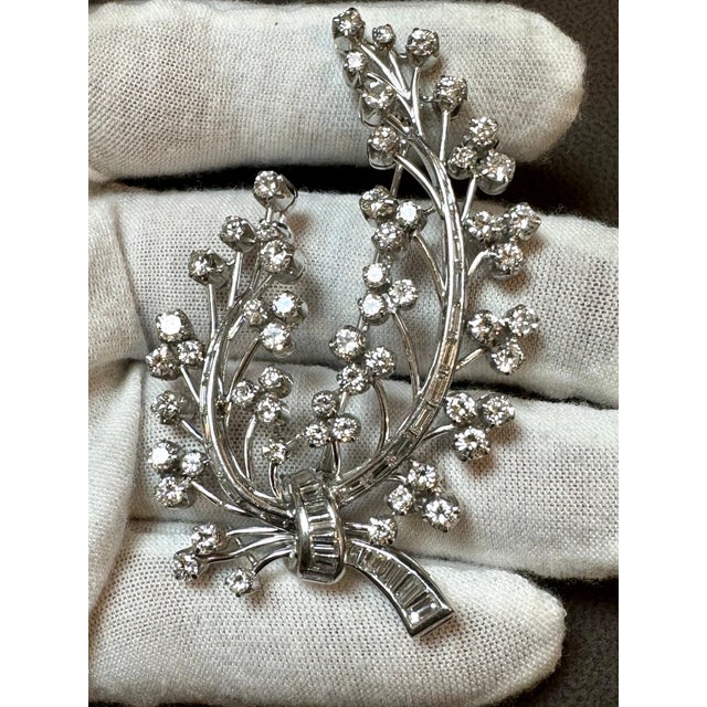 Vintage 18 Karat White Gold Large Diamond 8.9 CT Floral Bouquet Broach 31.2GM For Sale - Image 18 of 18