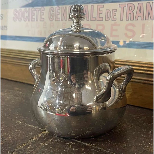 Silver-plated sugar bowl, Ercuis. L=12cm, W=10.5cm, H=14cm. This piece has an attribution mark, I am sure that it is...