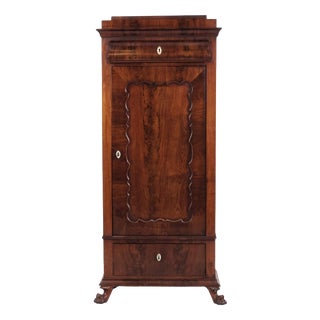 Antique Hand-Polished Mahogany Silverware Cabinet with Lion Feet, 1860s For Sale