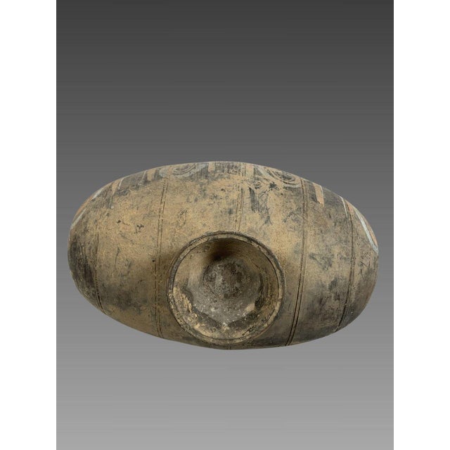 Asian Polychrome earthenware cocoon vase, Early Han Dynasty (206 BC - 220 AD). Ancient China For Sale - Image 3 of 6