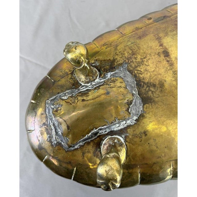 Vintage Brass Footed Planter with Floral Lion Handles For Sale - Image 18 of 18