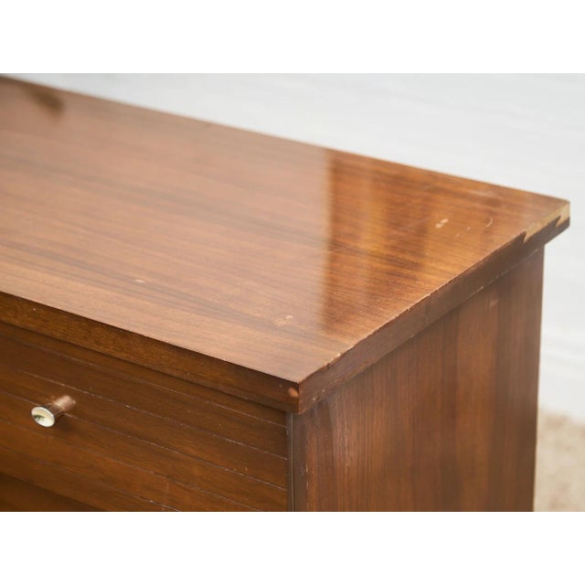 Mid-Century Modern Walnut 6-Drawer Dresser With Chrome Pulls For Sale - Image 4 of 10