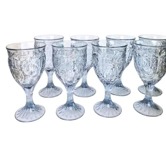 Glass Vintage Noritake Arbor Light Blue Wine Water Glasses Goblets Set of 8 For Sale - Image 7 of 9