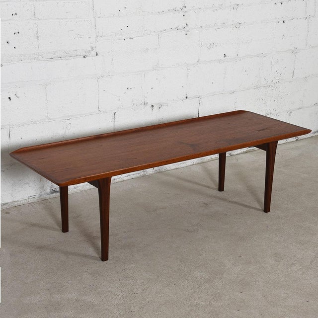 Danish Modern Coffee Table in Teak with Raised Lip Edge Chairish