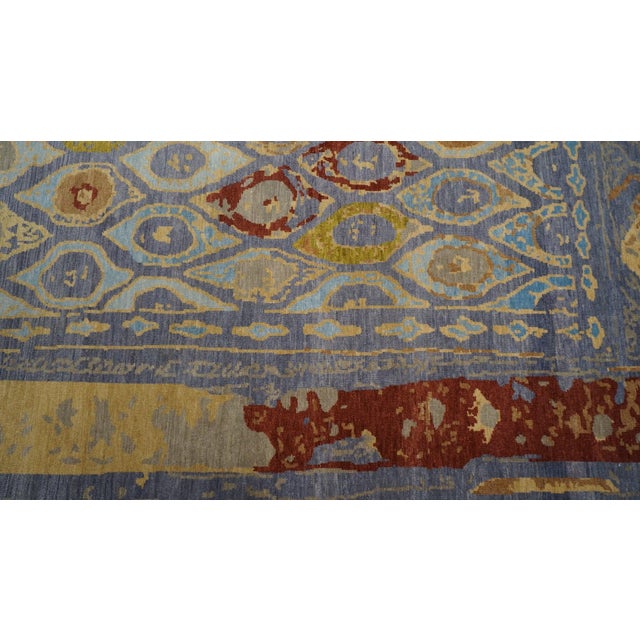 21st Century Afghani Sultanabad Wool 9 x 12 Blue, Ivory & Yellow Handmade Area Rug #1143266