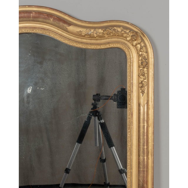 Louis Philippe Gilded Mirror, French Antique Floral Decor, Circa 1880 For Sale - Image 4 of 9