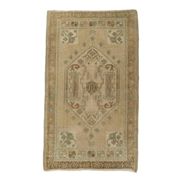 Turkish Mini Rug Oriental Hand Knotted Vintage Rug 1'10" x 3' #21091 For Sale
