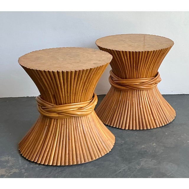 Vintage Boho Sheath of Wheat Side Tables - a Pair For Sale - Image 12 of 12