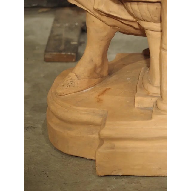 19th Century French Terra Cotta Statue of a Woman at a Fountain For Sale In Dallas - Image 6 of 13