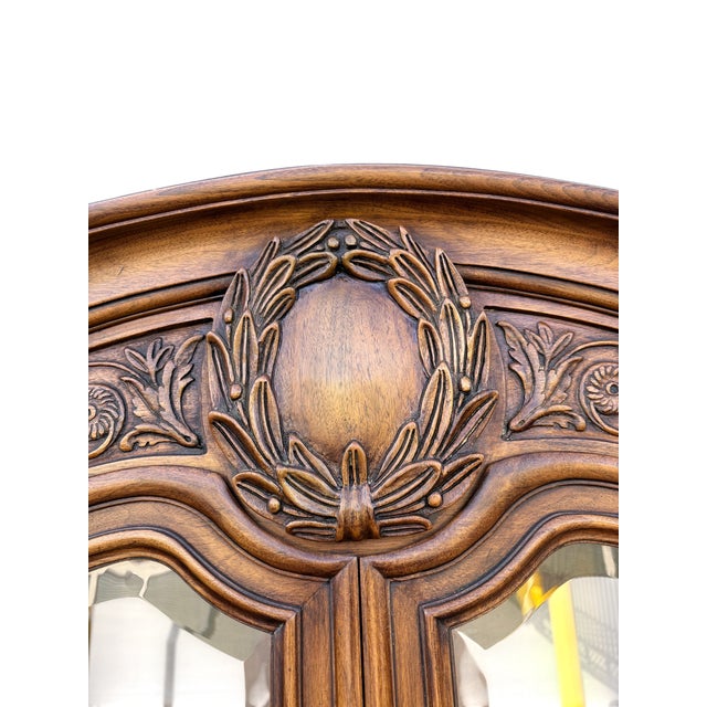 Brown 1960s Karges Burled Walnut Louis XVI French Regency Breakfront Bookcase Cabinet For Sale - Image 8 of 18